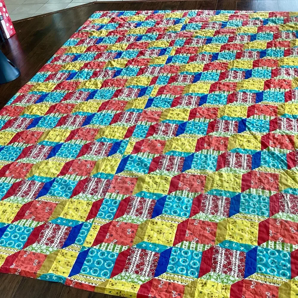 Vintage 70s Faux Patchwork Bed Coverup